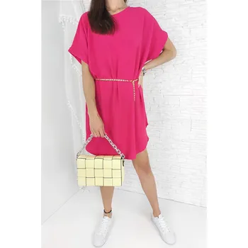 Dámské šaty Italian style Růžové šaty s páskem LA-3221FU Velikost: XS-XL