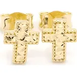 Zlaté náušnice křížky na puzetu se zdobením 0,82g