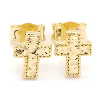 Náušnice Zlaté náušnice křížky na puzetu se zdobením 0,82g