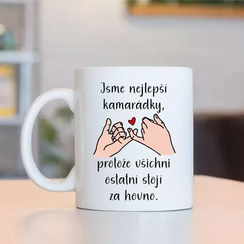 Hrnek Jsme nejlepší kamarádky, protože všichni ostatní stojí za hovno.