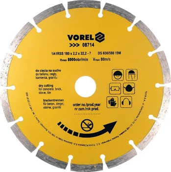 Brusný kotouč Vorel | Kotouč řezný diamantový 180 x 22,2 x 2,2 mm segmentový TO-08714
