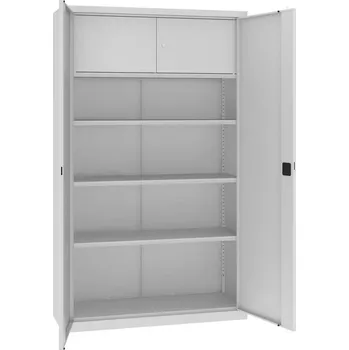 Kovová skříň s vnitřní schránkou, v x š x h: 1990 x 1200 x 435 mm, barva: korpusu šedá RAL7035 / dveří šedá RAL7035