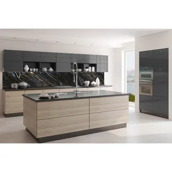 Tapeta DIMEX | Fototapeta do kuchyně Textura tmavého mramoru KI-350-274 | 350 x 60 cm | černá, zlatá, modrá + Samolepicí fototapeta za kuchyňskou linku DIMEX Textura tmavého mramoru v šíři 350 cm