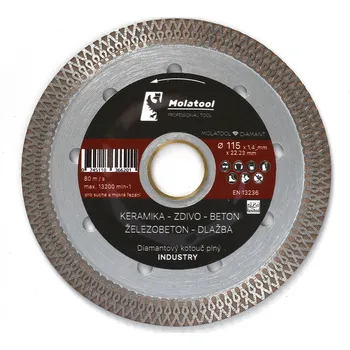 Řezný kotouč Diamantový řezný kotouč Molatool 115x1,4x 22,2mm Industry Profi