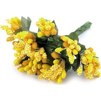 umělá květina Květinové pestíky na drátku / vývazek - žlutá (12 ks)