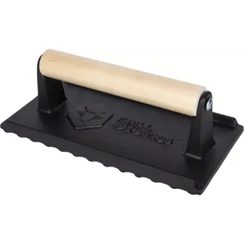 Grilovací nářadí Litinový lis na slaninu/steaky Grill Fanatics 1465 Meat press, 20x10 cm (Grill Fanatics 1465 Lis pro přitlačení masa na grilovací plotnu nebo rošt)