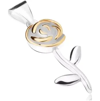 Přívěsek Přívěsek ze stříbra 925, květ růže s lístky zlaté barvy