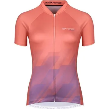 cyklistický dres Force dres RIDGE LADY krátký rukáv (meruňková/fialová)