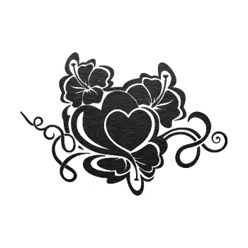 Samolepící dekorace SAMOLEPKA Květina dekor 048 levá ibišek a srdce (63 - škrábaný kov černý) NA AUTO, NÁLEPKA, FÓLIE, POLEP, TUNING, VLASTNÍ TEXT, TISK, AUTOSAMOLEPKY.cz, POLEPY, OBRÁZEK, LOGO, SAMOLEPKY