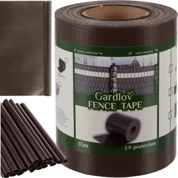 Příslušenství pro plot Gardlov Pevná páska na oplocení hnědá, 19cmx35m, PVC 450g/m2 s 25 montážními klipy