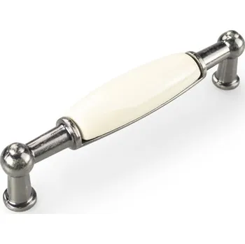 Nábytkové kování Interex design Úchytka LUNAS DUO / Starostříbro - Bílá mléčná 96 mm