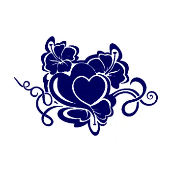 Samolepící dekorace SAMOLEPKA Květina dekor 048 levá ibišek a srdce (23 - tmavě modrá) NA AUTO, NÁLEPKA, FÓLIE, POLEP, TUNING, VLASTNÍ TEXT, TISK, AUTOSAMOLEPKY.cz, POLEPY, OBRÁZEK, LOGO, SAMOLEPKY