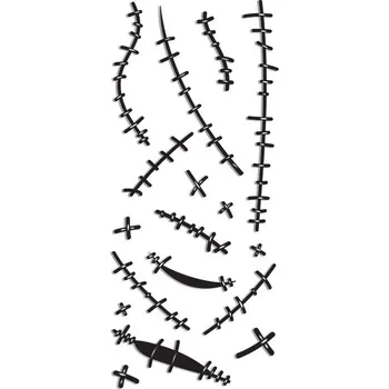 Odstranitelné tetování Černé stehy - sada hallowenského nalepovacího tetování