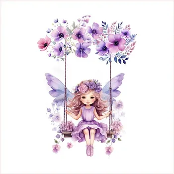 Panel z nepromokavého polyesteru 49x49 fialová víla Leni