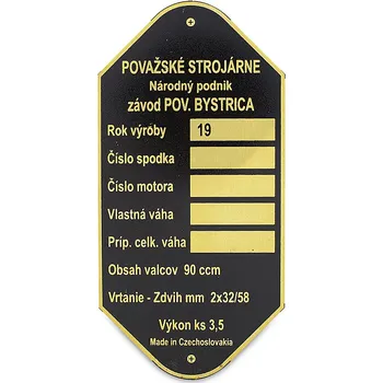 Štítek rámu Manet 90 dvoupíst - mosaz leptaný