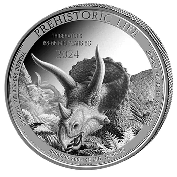 Stříbrná mince Triceratops 1 Oz 2024 - (1.) Prehistoric Life II. 31,1 g