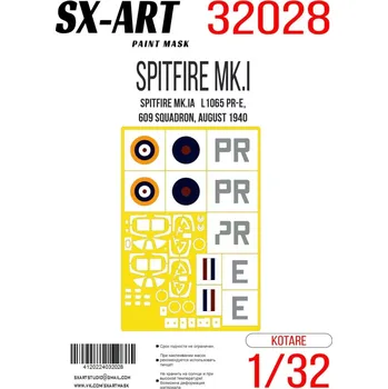 Plastikový model SX-ART 1/32 Paint mask Spitfire Mk.Ia L1065 PR-E (KOT)
