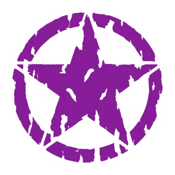 Samolepící dekorace Hvězda Army 010 potrhaná (14 - fialová) SAMOLEPKA NA AUTO, NÁLEPKA, FÓLIE, POLEP, TUNING, VLASTNÍ TEXT, TISK, AUTOSAMOLEPKY.cz, POLEPY, OBRÁZEK, LOGO, 3D STICKERS