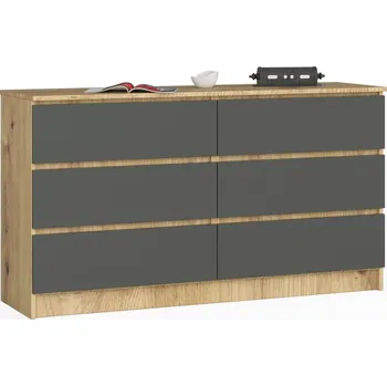 Komoda AKORD K140 cm 6 zásuvek