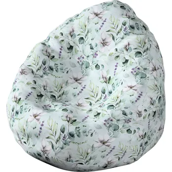 Sedací pytel Sedací vak s volbou látky - 3 velikosti, magnólie na mátovém pozadí, Ø50 x 85 cm, Flowers