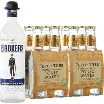Gin Broker's London Dry Gin 47,0% 0,7 l + Fever-Tree Indian Tonic 8x0,2l (set)