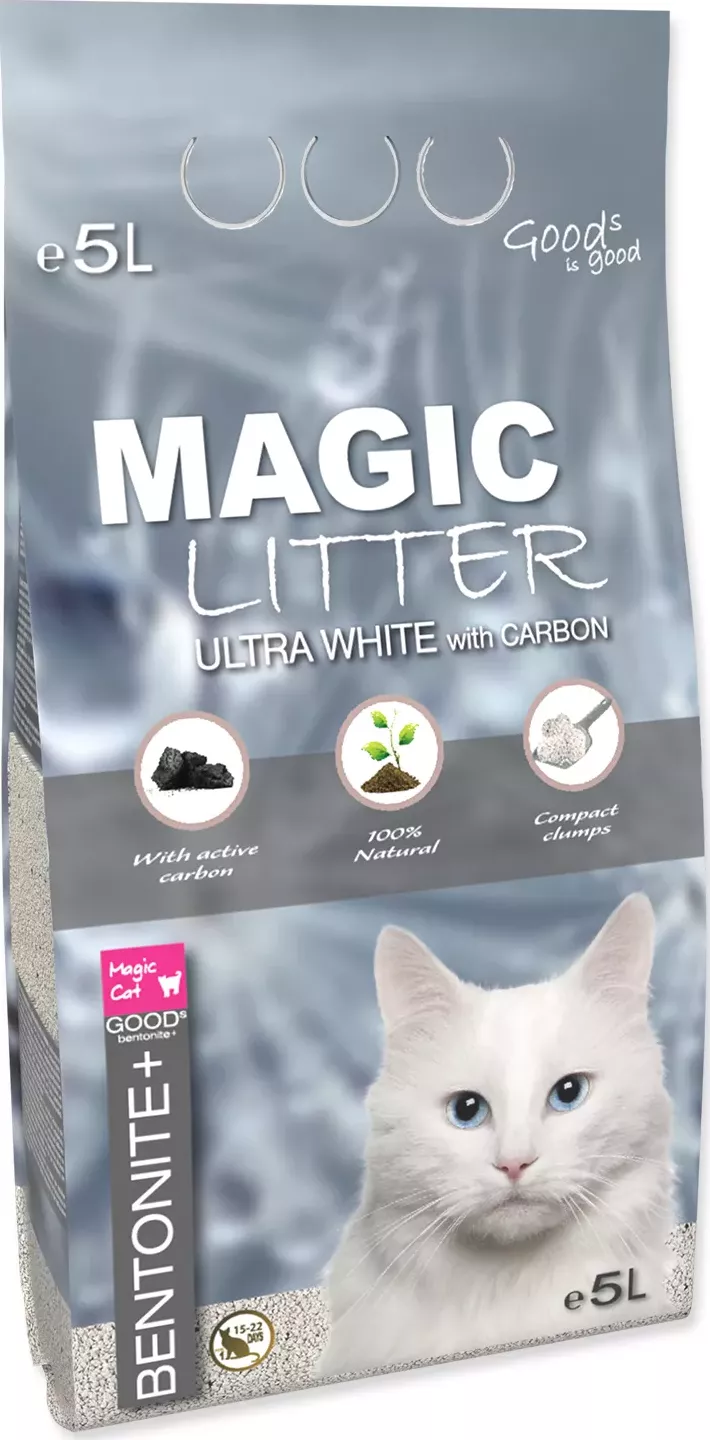 Kočkolit Magic Litter Bentonite Ultra White with Carbon 5L/4,4kg