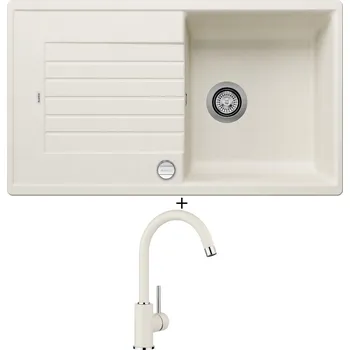 Kuchyňský dřez Granitový dřez SET Blanco ZIA 5 S bílá soft s excentrem + Blanco MIDA bílá soft 526966