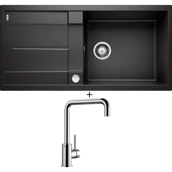 Granitový dřez SET Blanco METRA XL 6 S černá + excentrické ovládání + Blanco MILI chrom 519413