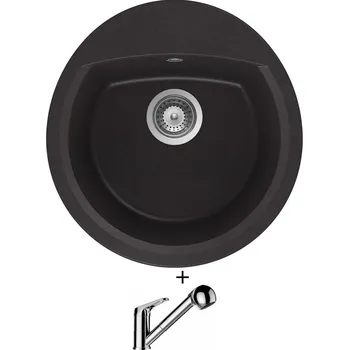 Granitový dřez Granitový dřez SET Schock MANHATTAN R-100 Nero + Schock COSMO 525122 chrom