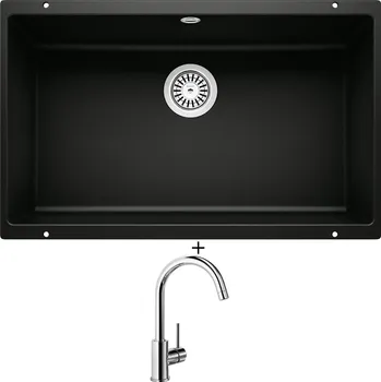 Granitový dřez Dřez pod desku SET Blanco ROTAN 700 U černá 526099 + Blanco MIDA chrom 517742