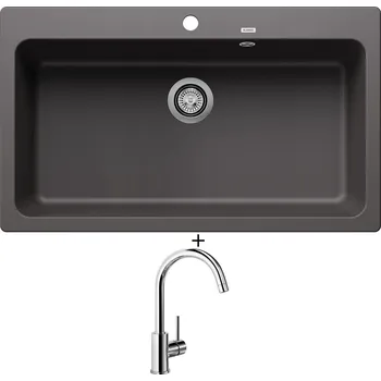 Granitový dřez Granitový dřez SET Blanco NAYA XL 9 šedá skála 521813 + Blanco MIDA chrom 517742