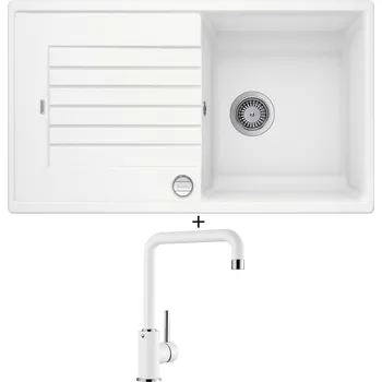 Kuchyňský dřez Granitový dřez SET Blanco ZIA 5 S bílá s excentrem + Blanco MILI bílá 523107