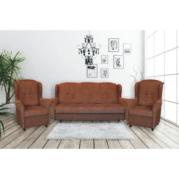 Obývací stěna Sedací souprava Agáta MAX 3F+1+1 hnědá - Rosita 132/koo