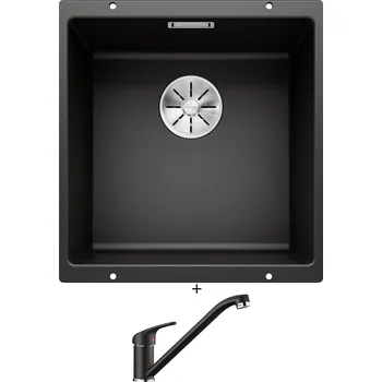 Kuchyňský dřez Dřez pod desku SET Blanco SUBLINE 400 U černá 525990 + Blanco DARAS černá 526152