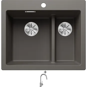 Granitový dřez Granitový dřez SET Blanco PLEON 6 SPLIT šedá vulkán 527322 + Blanco MIDA-S chrom 521454
