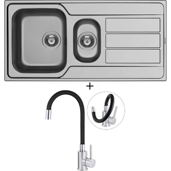 Nerezový dřez Nerezový dřez SET Pyramis ATHENA EXTRA (100x50) 1 1/2B 1D nerez + Deante NEO LUNO BOC B720 nerez