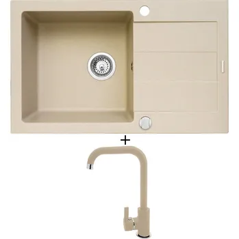 Granitový dřez Granitový dřez SET Pyramis SPARTA PLUS (78x48) 1B 1D béžová + Pyramis SILVIO béžová