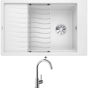 Granitový dřez Granitový dřez SET Blanco ELON XL 6 S bílá 524848 + odkapová mřížka + Blanco MIDA chrom 517742