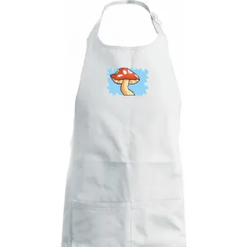 Kuchyňská zástěra Gamer - stará hra - houba - Dámská zástěra na vaření - Univerzální velikost ( Bílá )