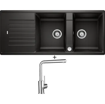Granitový dřez SET Blanco ZIA 8 S černá s excentrem + Blanco MILA chrom 519414