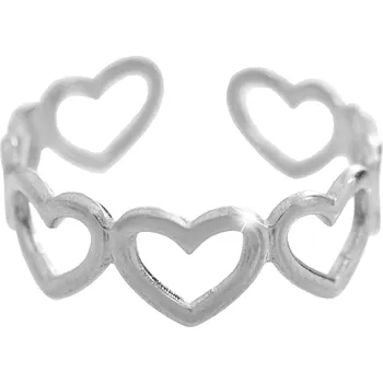 Prsten JSB bijoux s.r.o. Ocelový prsten srdíčka vedle sebe bez krystalů