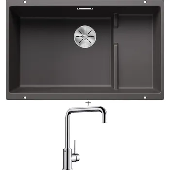 Granitový dřez Dřez pod desku SET Blanco SUBLINE 700 U Level šedá skála 523539 + Blanco MILI chrom 519413