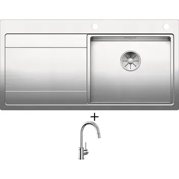 Nerezový dřez Nerezový dřez SET Blanco DIVON II 5 S-IF nerez hedvábný lesk s excentrem 521660 + Blanco MIDA-S chrom 521454