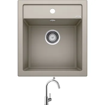 Kuchyňský dřez Granitový dřez SET Blanco DALAGO 45 tartufo + Blanco MIDA chrom 517742