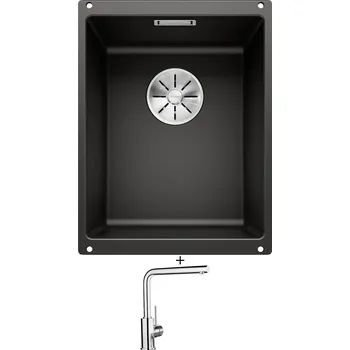 Granitový dřez Dřez pod desku SET Blanco SUBLINE 320-U černá 525983 + Blanco MILA chrom 519414