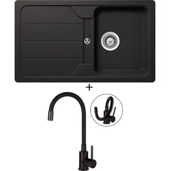 Granitový dřez Granitový dřez SET Schock FORMHAUS D-100 Nero + Deante NEO LUNO BOC N72M černá matná