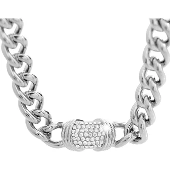 Módní doplněk JSB bijoux s.r.o. Ocelový masivní náhrdelník řetěz s ozdobným elementem osázený krystaly Swarovski Crystal