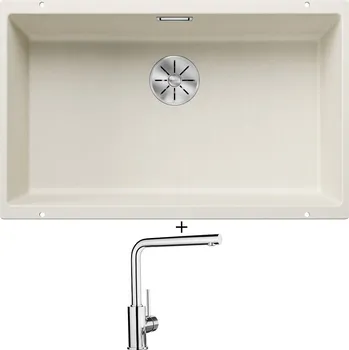Granitový dřez Dřez pod desku SET Blanco SUBLINE 700 U bílá soft 527173 + Blanco MILA chrom 519414