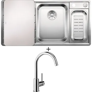 Nerezový dřez Nerezový dřez SET Blanco AXIS III 6 S-IF nerez hedvábný lesk s excentrem 522104 + Blanco MIDA chrom 517742