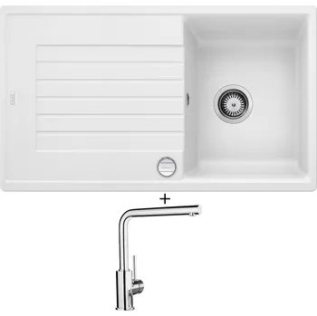 Kuchyňský dřez Granitový dřez SET Blanco ZIA 45 SL bílá + excentrické ovládání + Blanco MILA chrom 519414